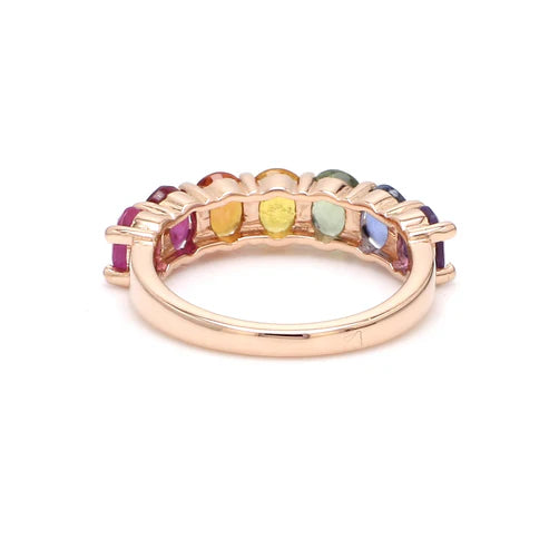 Anillo eternity oval multicolor en plata 925 con diamantes de laboratorio sostenibles — Amelia Maia.