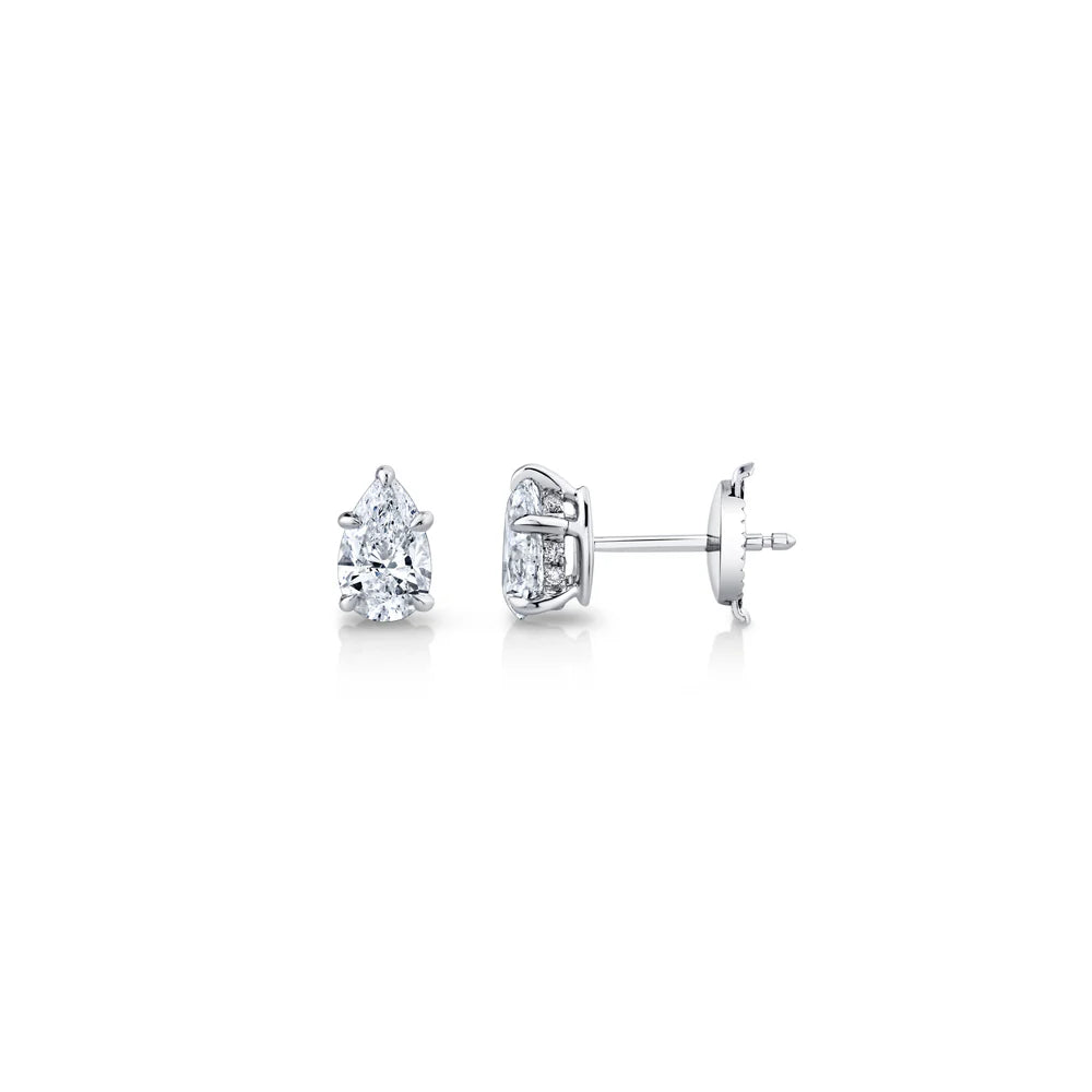 Aretes de diamante corte pera con pavé