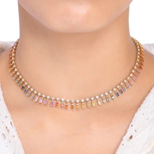 Collar statement de diamantes fancy y blancos — Amelia Maia.