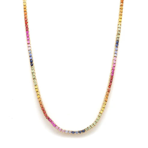 Collar tennis rainbow con diamantes fancy multicolor — Amelia Maia.