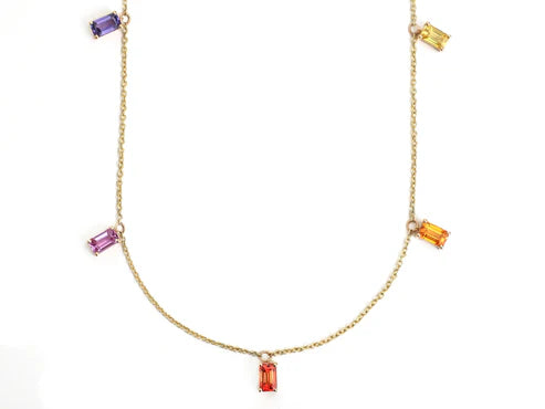 Collar rainbow moderno con piedras de colores octagonales — Amelia Maia.