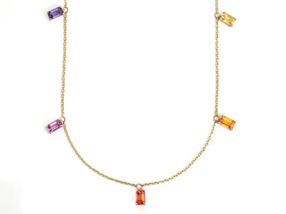 Collar rainbow moderno con piedras de colores octagonales — Amelia Maia.