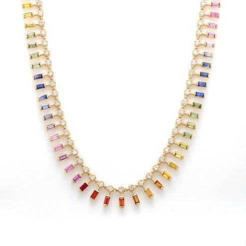 Collar rainbow con diamantes fancy y blancos de 17.5 ct en oro 14k — Amelia Maia.