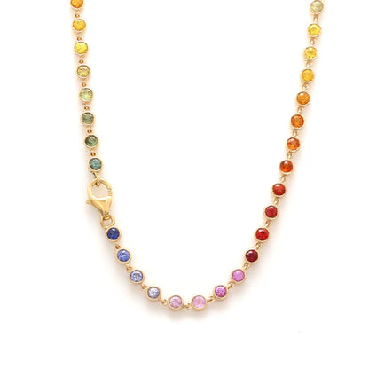 Collar con piedras redondas 3 mm en oro 14k o plata 925 — Amelia Maia.