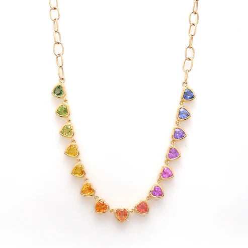 Collar rainbow con diamantes fancy en forma de corazón — Amelia Maia.