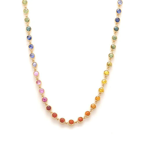 Collar rainbow de 18 quilates con diamantes fancy multicolor — Amelia Maia.