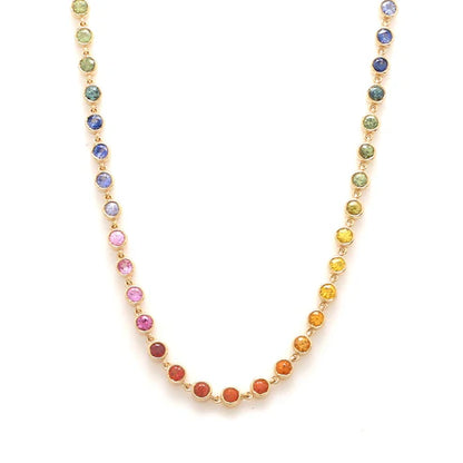 Collar rainbow de 18 quilates con diamantes fancy multicolor — Amelia Maia.