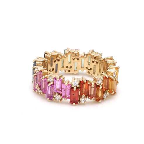 Anillo eternity prism en plata 925 con diamantes de laboratorio sostenibles corte baguette — Amelia Maia.