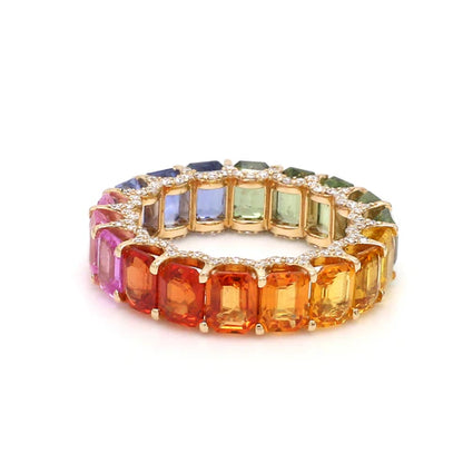Anillo de oro con diamantes de laboratorio multicolor — Amelia Maia.