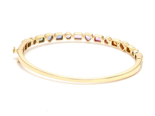 Pulsera tipo bangle en oro o plata con diamantes fancy multicolor — Amelia Maia.