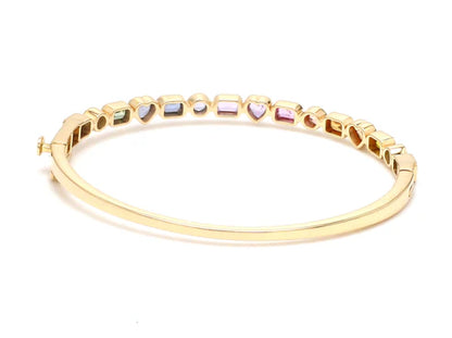 Pulsera tipo bangle en oro o plata con diamantes fancy multicolor — Amelia Maia.