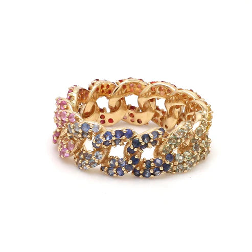 Anillo eternity link multicolor oro rosa 14k con diamantes de laboratorio éticos — Amelia Maia.