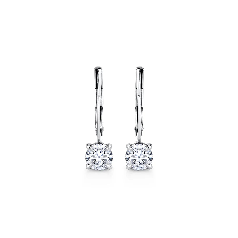 Pendientes Leverback con Diamantes de Laboratorio | Oro 14k