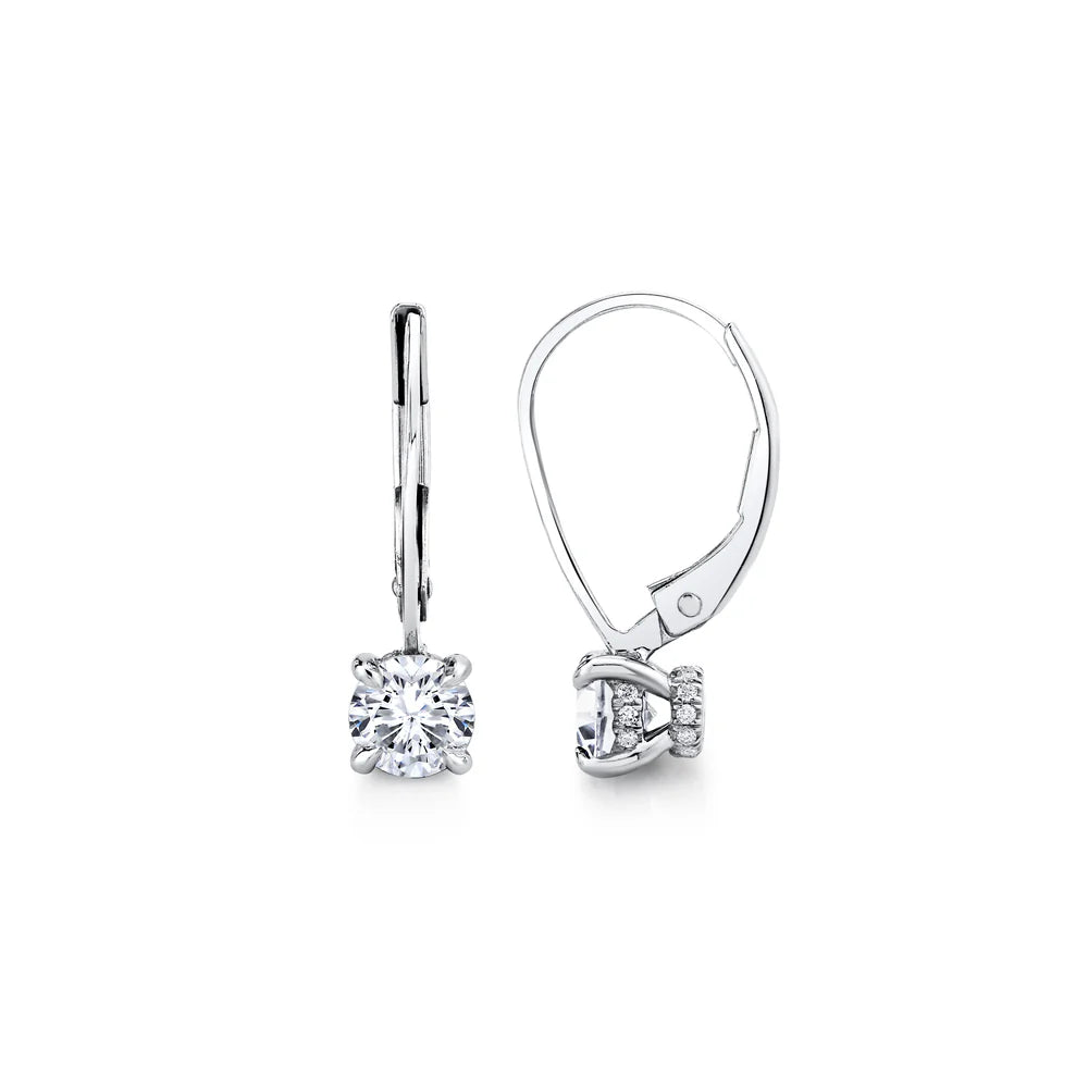 Pendientes Leverback con Diamantes de Laboratorio | Oro 14k