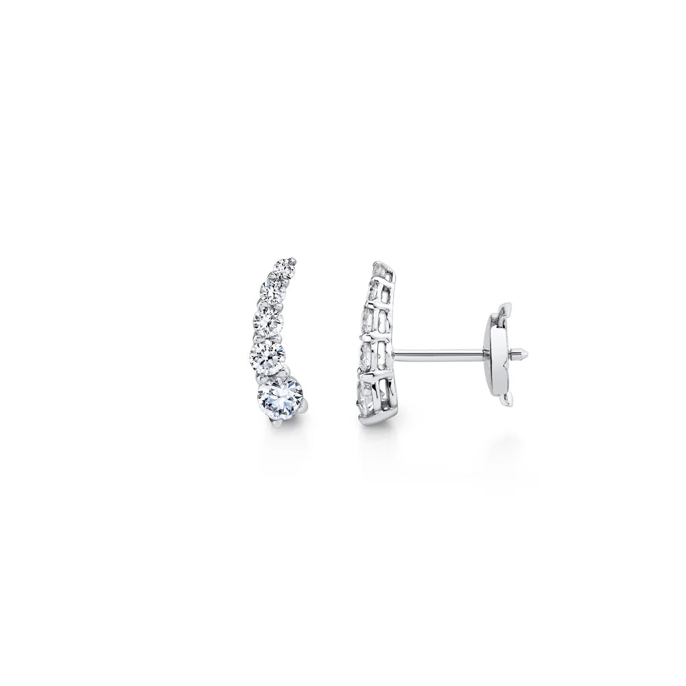 Aretes ascendentes de diamantes redondos — Amelia Maia