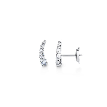 Aretes ascendentes de diamantes redondos — Amelia Maia