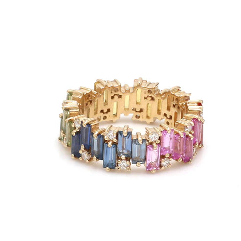 Anillo eternity prism oro rosa 14k con diamantes de laboratorio éticos — Amelia Maia.