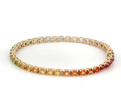 Pulsera tipo tennis con diamantes de colores en oro 14k — Amelia Maia.