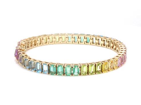 Pulsera tipo tennis con diamantes fancy multicolor — Amelia Maia.