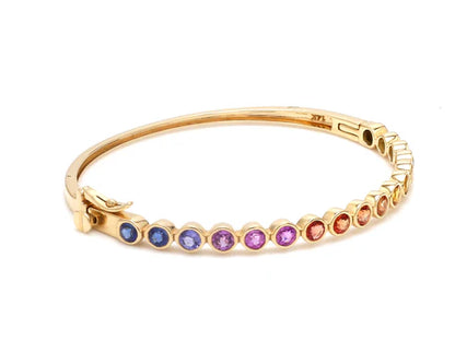 Brazalete rígido con diamantes multicolor corte redondo — Amelia Maia.