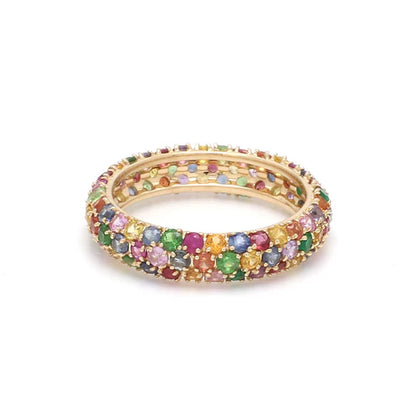 Anillo eternity pavé multicolor en plata 925 con diamantes de laboratorio sostenibles — Amelia Maia.