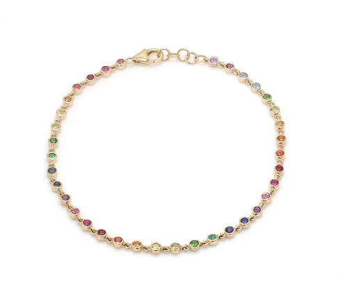 Joya minimalista en oro o plata con diamantes fancy multicolor — Amelia Maia.