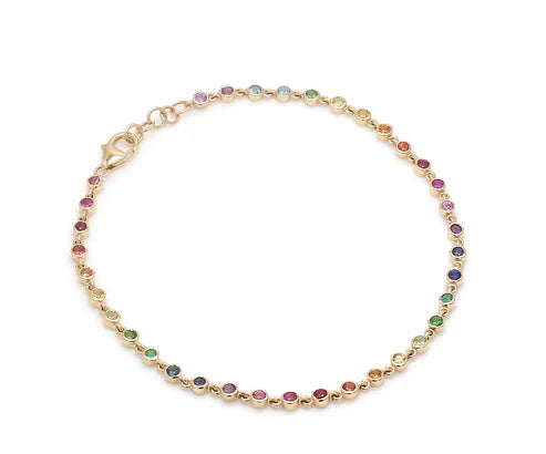 Pulsera fina con diamantes de laboratorio multicolor — Amelia Maia.