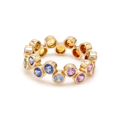 Anillo eternity bold multicolor en oro rosa 14k con diamantes de laboratorio éticos — Amelia Maia.