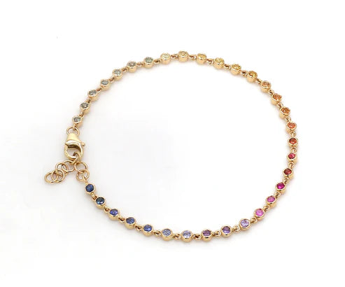 Pulsera fina multicolor con diamantes de laboratorio — Amelia Maia.