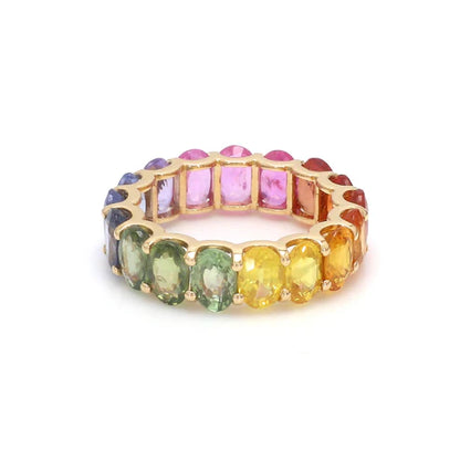 Anillo eternity oval grande en oro rosa 14k con diamantes de laboratorio éticos — Amelia Maia.