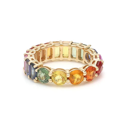 Anillo eternity dual multicolor en plata 925 con diamantes de laboratorio sostenibles — Amelia Maia.