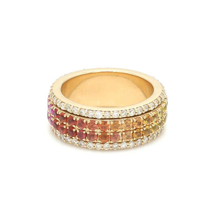 Anillo eternity aura multicolor en oro rosa 14k con diamantes de laboratorio éticos — Amelia Maia.