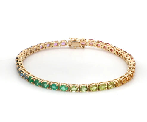 Brazalete Rainbow Tennis con fancy diamonds de laboratorio — Amelia Maia.