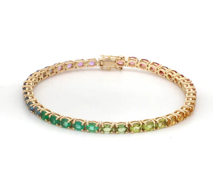 Brazalete Rainbow Tennis con fancy diamonds de laboratorio — Amelia Maia.