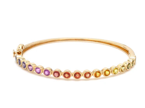 Brazalete Rainbow Classic con fancy diamonds de laboratorio en oro 14k — Amelia Maia.